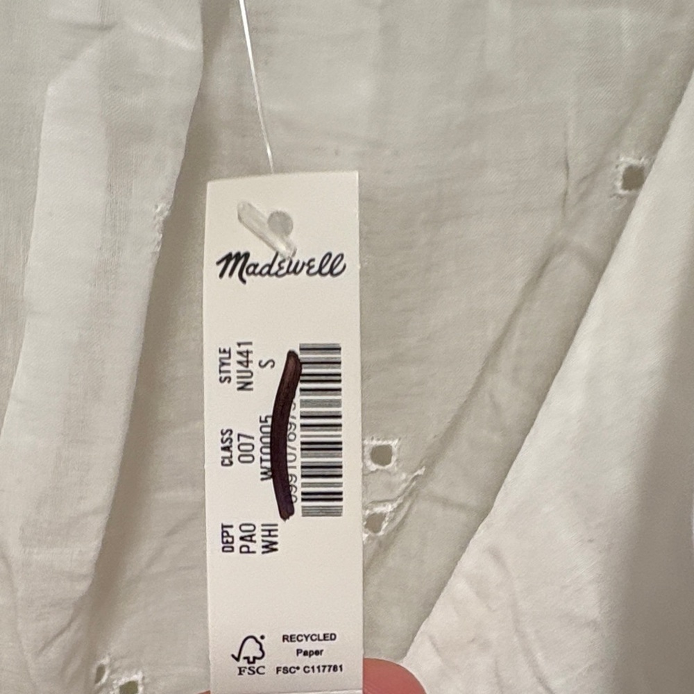 Madewell White Eyelet Ruffle Puffy Sleeve Blouse Top Brand New - Picture 9 of 15